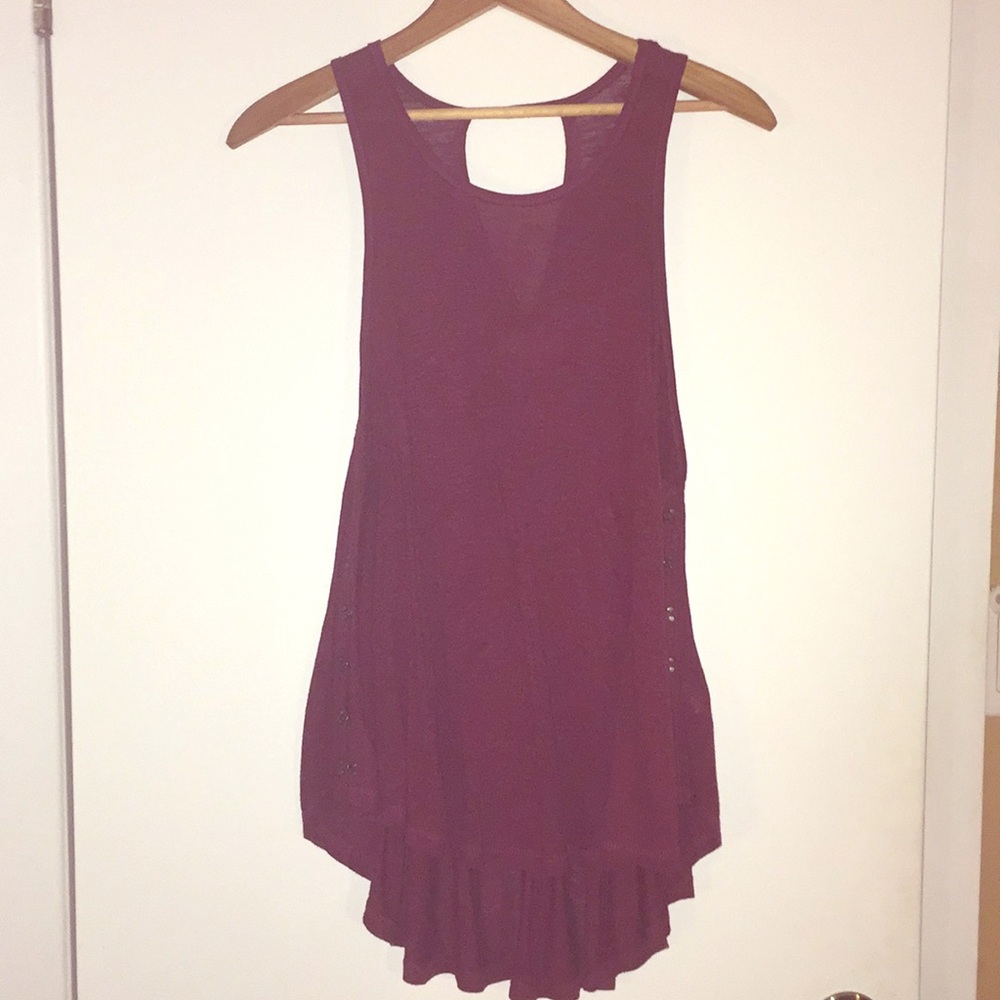 Deep red/maroon/burgundy hi-low tank top